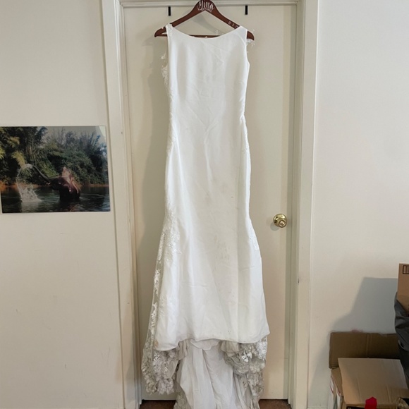 Pronovias RUA Wedding Gown: professionally cleaned,mermaid, sheer back. Size 12 - Picture 7 of 15